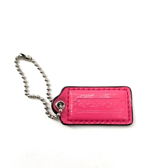 COACH Pink Patent Leather Purse Wallet Hang Tag Keychain - Picture 1 of 4